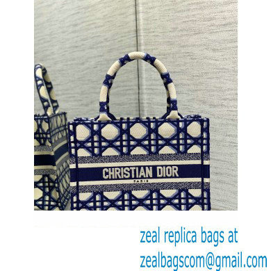 Dior small Book Tote Bag in Beige and Blue Macrocannage Embroidery 2023 - Click Image to Close