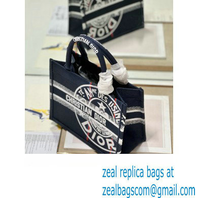 Dior small Book Tote Bag in Blue Dior Union Embroidery 2023