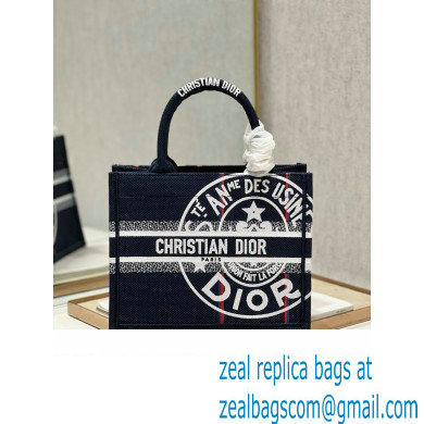 Dior small Book Tote Bag in Blue Dior Union Embroidery 2023 - Click Image to Close