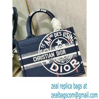 Dior small Book Tote Bag in Blue Dior Union Embroidery 2023