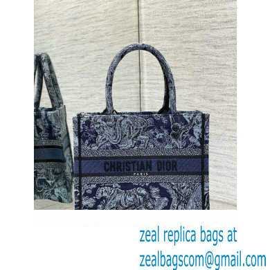 Dior small Book Tote Bag in Denim Blue Toile de Jouy Embroidery 2023