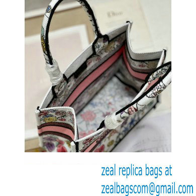 Dior small Book Tote Bag in White Multicolor Florilegio Embroidery 2023 - Click Image to Close