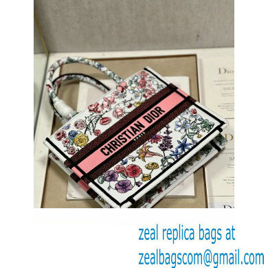 Dior small Book Tote Bag in White Multicolor Florilegio Embroidery 2023