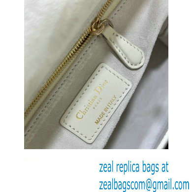 Dior small Lady Dior Bag with Pearls White 2023 M0505