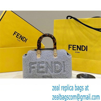 Fendi By The Way Mini Boston bag Light grey sheepskin 2023