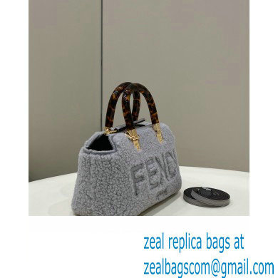 Fendi By The Way Mini Boston bag Light grey sheepskin 2023