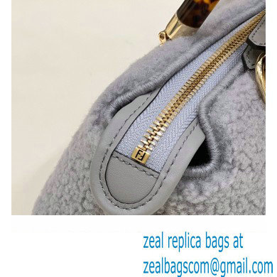 Fendi By The Way Mini Boston bag Light grey sheepskin 2023