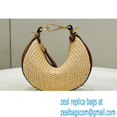 Fendi Fendigraphy Nano bag charm in Natural raffia 2023