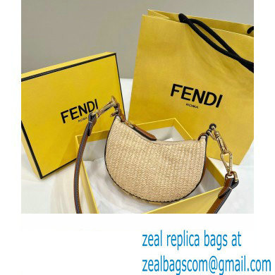 Fendi Fendigraphy Nano bag charm in Natural raffia 2023