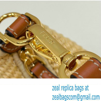 Fendi Fendigraphy Nano bag charm in Natural raffia 2023