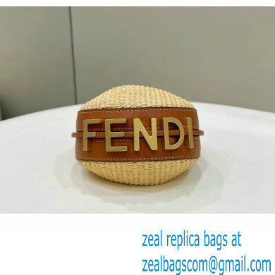 Fendi Fendigraphy Nano bag charm in Natural raffia 2023