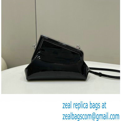 Fendi First Midi bag in black patent leather 2023