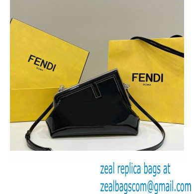 Fendi First Midi bag in black patent leather 2023