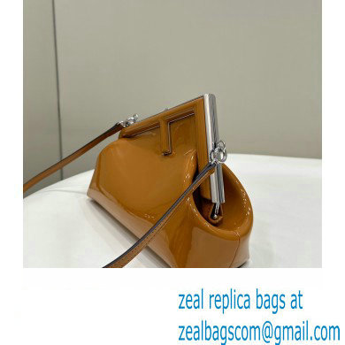 Fendi First Midi bag in brown patent leather 2023