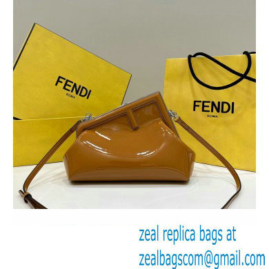 Fendi First Midi bag in brown patent leather 2023
