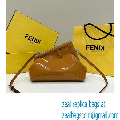 Fendi First Midi bag in brown patent leather 2023 - Click Image to Close