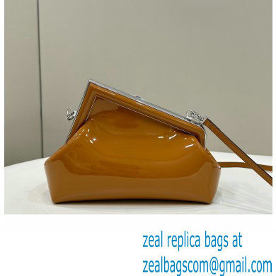 Fendi First Midi bag in brown patent leather 2023