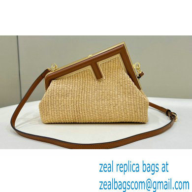 Fendi First Small bag in Natural straw 2023