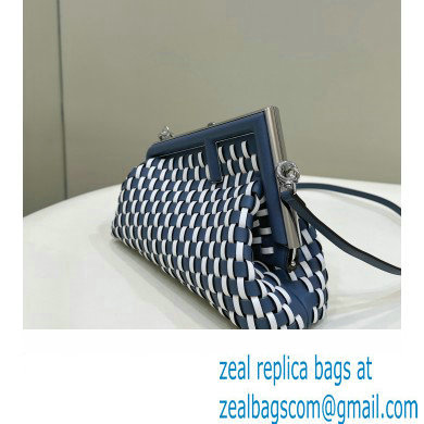 Fendi First Small bag in White and blue woven leather 2023