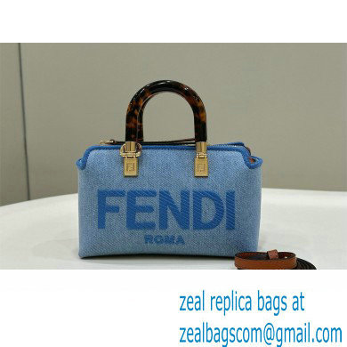 Fendi Light blue denim mini By The Way Boston bag 2023