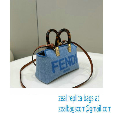 Fendi Light blue denim mini By The Way Boston bag 2023