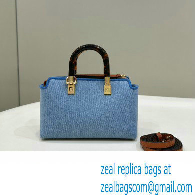 Fendi Light blue denim mini By The Way Boston bag 2023