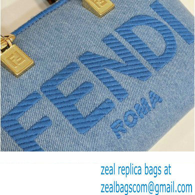 Fendi Light blue denim mini By The Way Boston bag 2023