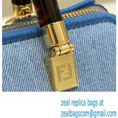 Fendi Light blue denim mini By The Way Boston bag 2023