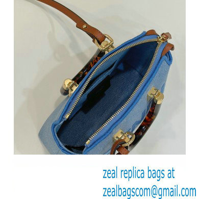 Fendi Light blue denim mini By The Way Boston bag 2023