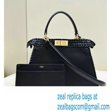 Fendi Peekaboo Iseeu Medium Bag in interlace leather Black 2023 - Click Image to Close