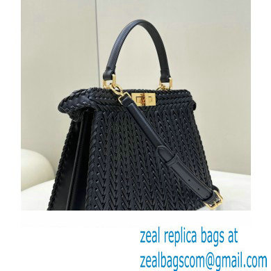 Fendi Peekaboo Iseeu Medium Bag in interlace leather Black 2023