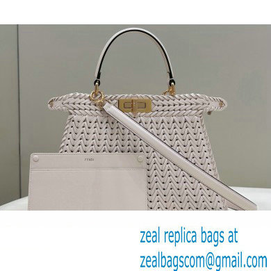 Fendi Peekaboo Iseeu Medium Bag in interlace leather White 2023 - Click Image to Close