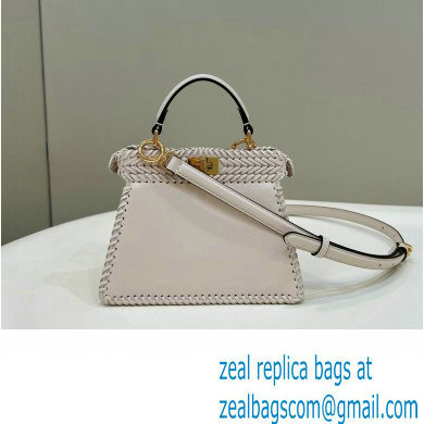 Fendi Peekaboo Iseeu Petite Bag in interlace leather White 2023