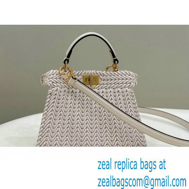 Fendi Peekaboo Iseeu Petite Bag in interlace leather White 2023 - Click Image to Close