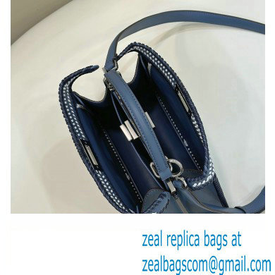 Fendi Peekaboo Iseeu Small Bag in White and blue woven leather 2023 - Click Image to Close
