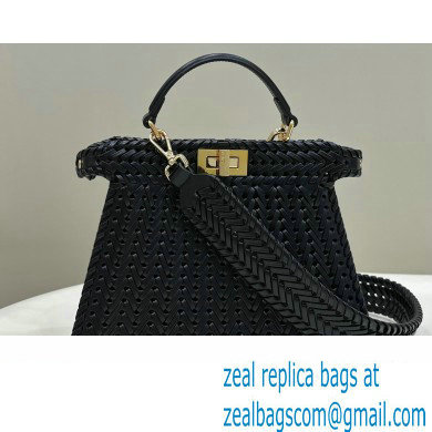 Fendi Peekaboo Iseeu Small Bag in interlace leather Black 2023