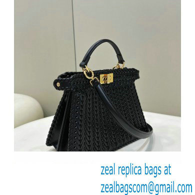 Fendi Peekaboo Iseeu Small Bag in interlace leather Black 2023 - Click Image to Close