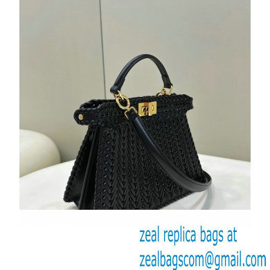 Fendi Peekaboo Iseeu Small Bag in interlace leather Black 2023