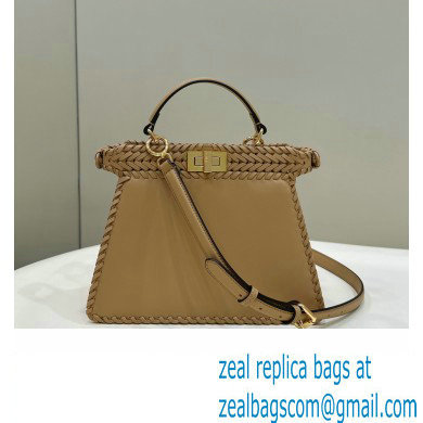 Fendi Peekaboo Iseeu Small Bag in interlace leather Brown 2023 - Click Image to Close