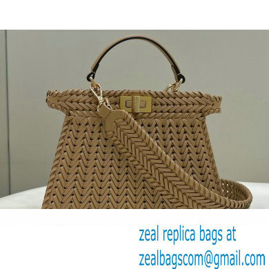 Fendi Peekaboo Iseeu Small Bag in interlace leather Brown 2023