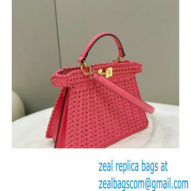 Fendi Peekaboo Iseeu Small Bag in interlace leather Pink 2023