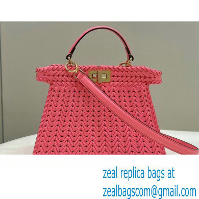 Fendi Peekaboo Iseeu Small Bag in interlace leather Pink 2023 - Click Image to Close