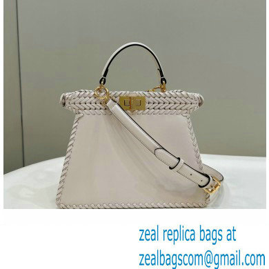 Fendi Peekaboo Iseeu Small Bag in interlace leather White 2023 - Click Image to Close