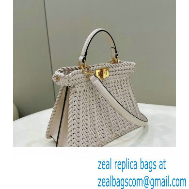 Fendi Peekaboo Iseeu Small Bag in interlace leather White 2023 - Click Image to Close