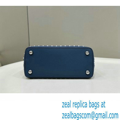 Fendi Peekaboo Mini bag in White and blue woven leather 2023 - Click Image to Close