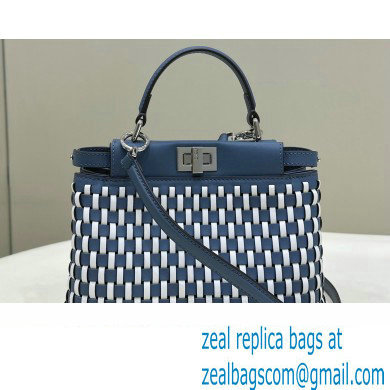 Fendi Peekaboo Mini bag in White and blue woven leather 2023 - Click Image to Close