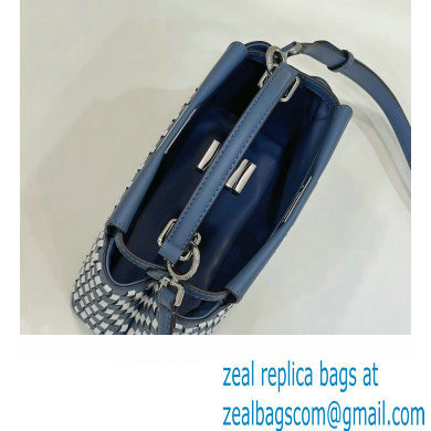 Fendi Peekaboo Mini bag in White and blue woven leather 2023 - Click Image to Close