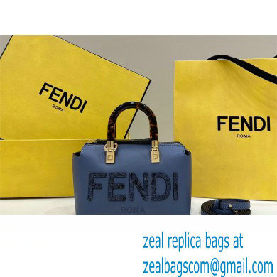 Fendi blue leather and elaphe by the way mini Boston bag 2023