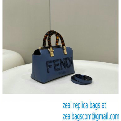 Fendi blue leather and elaphe by the way mini Boston bag 2023