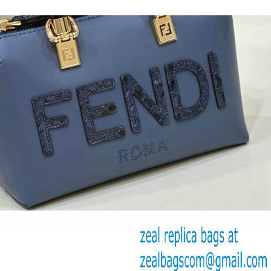 Fendi blue leather and elaphe by the way mini Boston bag 2023